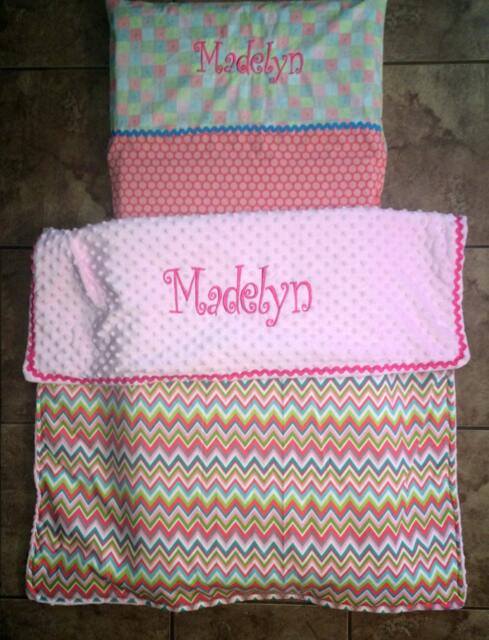 Custom Embroidered Chevron Nap Mat Cover & Blanket