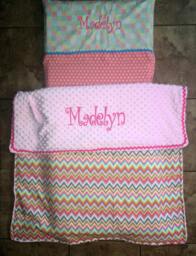 Custom Embroidered Chevron Nap Mat Cover & Blanket