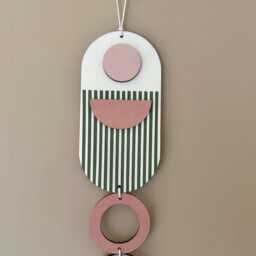 Hand Painted Green & Pink Wall Hanging Art - Handmade Home Decor - Custom Colours & Sizes Available Too - thumbnail 3