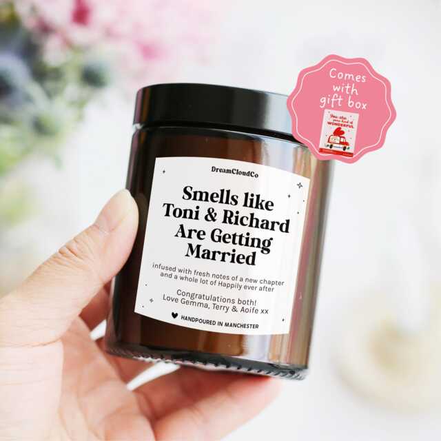 Personalized Engagement Candle Gift For Friends Sister Colleague - Congratulations Engaged Couple Smells Like Getting Married - image 1