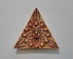 Hand Made Triangular Brown Terracotta & Natural Clay Matt Ceramic Wall Clock Quartz Movement 23 cm 9 - thumbnail 1