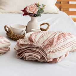 Washed Gauze Breathable Fitted , Turkish Cotton Muslin Bed Sheet, King Full Twin Size