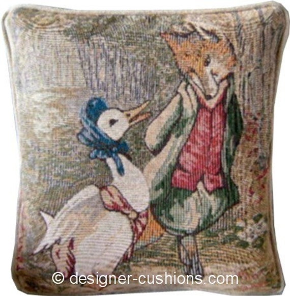 Beatrix Potter Jemima Puddleduck & Mr Fox Tapestry Cushion Cover Sham Pillow
