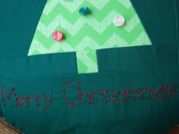 Christmas Tree Quilted & Embroidered Pillow - thumbnail 1