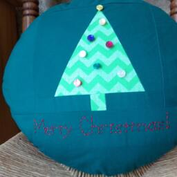 Christmas Tree Quilted & Embroidered Pillow - thumbnail 3