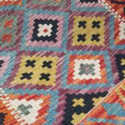Afghan Kilim Rug, Handmade Artisan Multicolour Turkish Persian Navajo Moroccan Bohemian Flatweave, Natural Wool Dhurrie Rug 117x74 cm - thumbnail 4