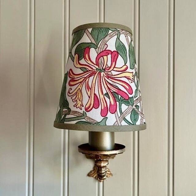 William Morris Honeysuckle - Handmade Candle Clip Lampshade For Wall Lights/Chandeliers - image 1