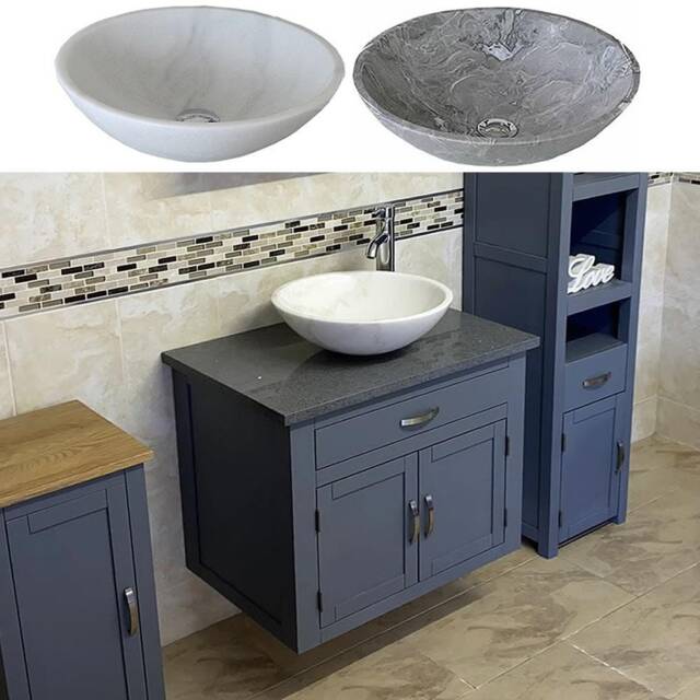 Bathroom Wall Hung Vanity Grey Painted Wash Stand Quartz Marble Stone Basin 502Gwgqsbc - image 1