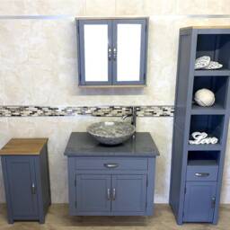 Bathroom Wall Hung Vanity Grey Painted Wash Stand Quartz Marble Stone Basin 502Gwgqsbc - thumbnail 2