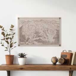 Alyeska Alaska Mountain Trail Map Felt Poster Banner - Vintage Ski Snowboard Wall Art Gift. Flag Pennant Home Decor Usa Handmade - thumbnail 1