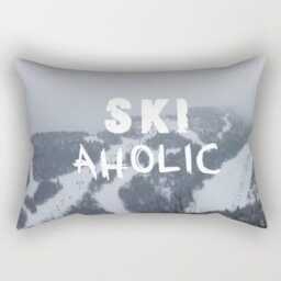 Skiaholic, Pillow Home Decor, Grey, Modern, Ski Decor, Cotton, Linen, Throw Pillow, Decorative Pillow, Interior Design, Dorm Decor - thumbnail 3