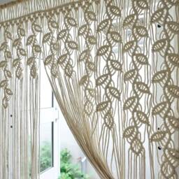 Macrame Doorway Curtains, Bohemian Room Divider, Long Curtain, Door Window Curtain, Rustic Vintage Country Style, Mid Century Modern - thumbnail 2
