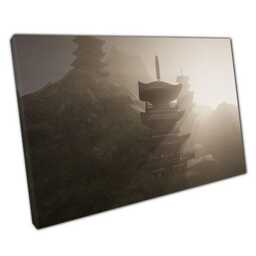 Elegant Japanese Pagoda Canvas Print Ready-To-Hang Wall Art For Home & Office Decor - thumbnail 1