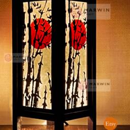 Asian Oriental Bamboo Sunset Japanese Lamp Zen Bedside Floor Table Paper Light Shades Bedroom Home Decor Livingroom - thumbnail 3