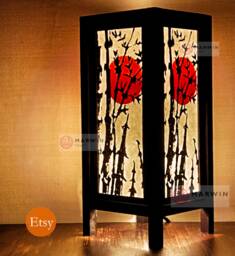 Asian Oriental Bamboo Sunset Japanese Lamp Zen Bedside Floor Table Paper Light Shades Bedroom Home Decor Livingroom