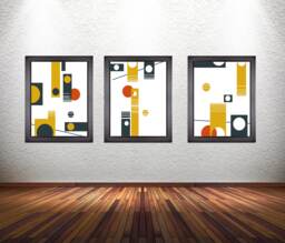 Abstract Geometric Art Prints Modern Wall Decor, Set Of 3 - thumbnail 1