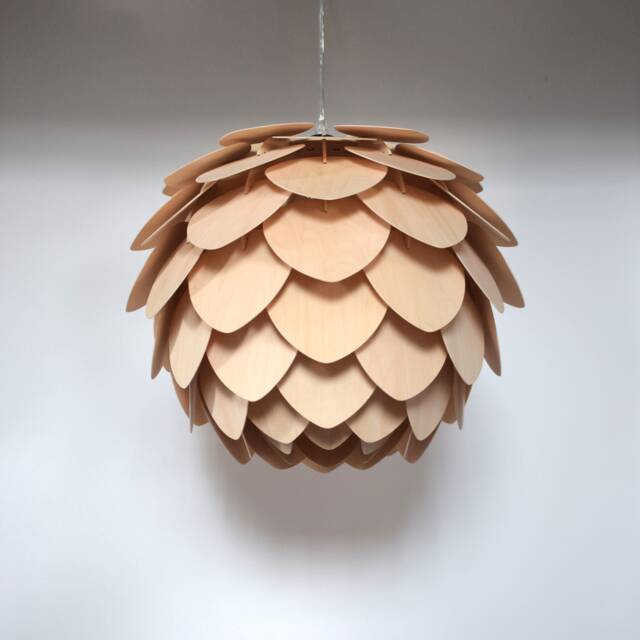 Wood Pendant Light-Pointed Pine Cone Light-Handmade Ceiling Light-Chandelier-Lighting-Artichoke Light-Lighting-Acorn Light - image 1