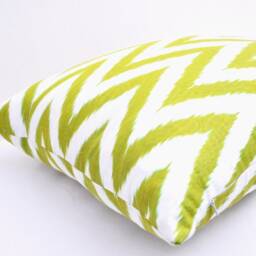 Lime Chevron Ikat Pillow Cover, Handloom Silk Cotton - 20x20 - thumbnail 2