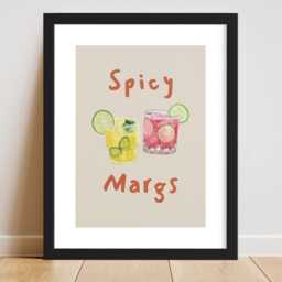 Spicy Margs Cocktail Print - Margarita Living Room Bedroom Kitchen Wall Art A2 A3 A4 Framed Poster Trendy Modern Minimalist Retro Vintage - thumbnail 3