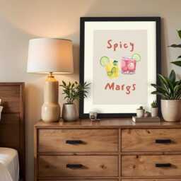 Spicy Margs Cocktail Print - Margarita Living Room Bedroom Kitchen Wall Art A2 A3 A4 Framed Poster Trendy Modern Minimalist Retro Vintage - thumbnail 2