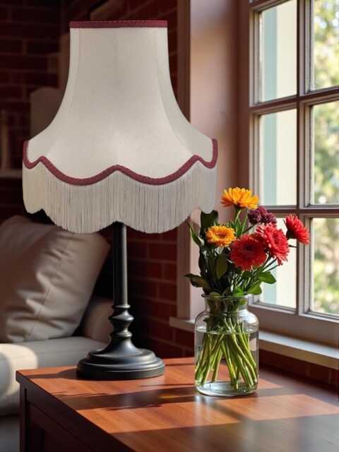 Traditional Cream Fabric Lampshade Handmade For Table & Floor Standard Lamp Bases, Wall Light Fixtures, Ceiling Fittings - image 1