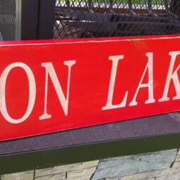 On Lake Time Distressed Wood Sign Extra Large Porch Wall Hanging Beach Rustic Primitive Nautical Decor House Fishing Cabin - thumbnail 2