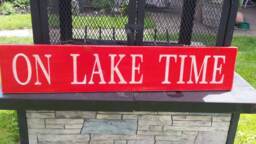On Lake Time Distressed Wood Sign Extra Large Porch Wall Hanging Beach Rustic Primitive Nautical Decor House Fishing Cabin