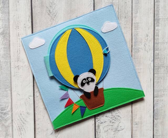 Felt Hot Air Balloon Quiet Book Page Montessori Sensory Toy - image 1