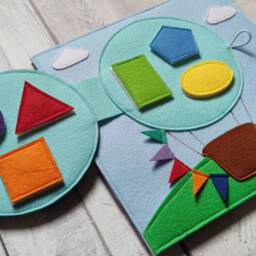 Felt Hot Air Balloon Quiet Book Page Montessori Sensory Toy - thumbnail 3