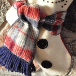 Christmas Stocking, Snowman Upcycled Stocking, , Recycled Log Cabin Decor - thumbnail 3
