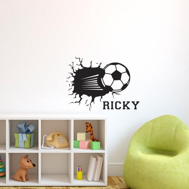 Personalized Soccer Ball Smashing Through The Wall With Name - Sticker Vinyl Decal - image 1