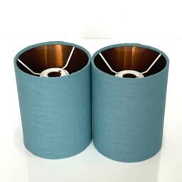 New Luxurious Classic Linen Fabric Lamp Shade Pendant Light in Teal Blue Colour With Metallic Linings - thumbnail 4