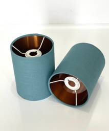 New Luxurious Classic Linen Fabric Lamp Shade Pendant Light in Teal Blue Colour With Metallic Linings - thumbnail 1