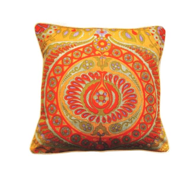 Heals Jyoti Bhomik Pageant Orange & Red Mid 60S Cotton Barkcloth Cushion Cover, Throw Pillow Homeware Decor - image 1
