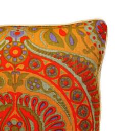Heals Jyoti Bhomik Pageant Orange & Red Mid 60S Cotton Barkcloth Cushion Cover, Throw Pillow Homeware Decor - thumbnail 2