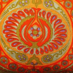 Heals Jyoti Bhomik Pageant Orange & Red Mid 60S Cotton Barkcloth Cushion Cover, Throw Pillow Homeware Decor - thumbnail 3