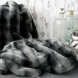 Black Wolf Faux Fur Throw With Grey Faux-Suede Lining in A Range Of Sizes - thumbnail 3
