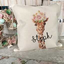 Personalised Giraffe Cushion - Teenage Girl Gifts Girls Bedroom Decor Name Daughter Birthday Gift - thumbnail 2