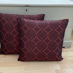 Handmade Double Sided Silk Jacquard Bronze Brown Geometric Throw Pillow Sham Cushion Cover - thumbnail 2