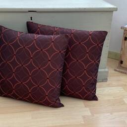 Handmade Double Sided Silk Jacquard Bronze Brown Geometric Throw Pillow Sham Cushion Cover - thumbnail 3