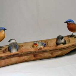 Eastern Bluebird Family Wood Carving Bird - thumbnail 4