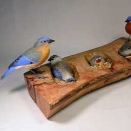 Eastern Bluebird Family Wood Carving Bird - thumbnail 2