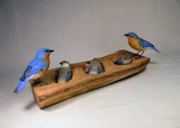 Eastern Bluebird Family Wood Carving Bird