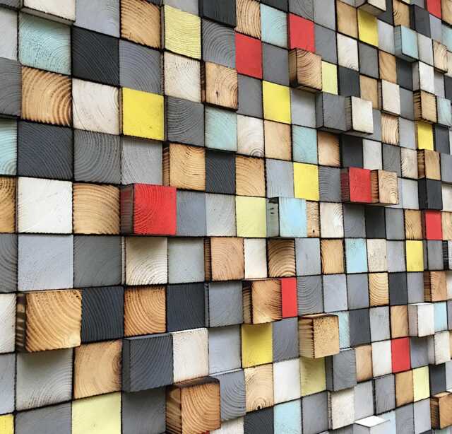 Reclaimed Wood Mosaic Wall Art - Geometric Sound Diffuser - image 1