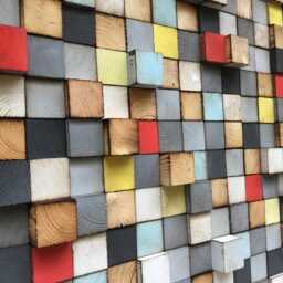 Reclaimed Wood Mosaic Wall Art - Geometric Sound Diffuser - thumbnail 4
