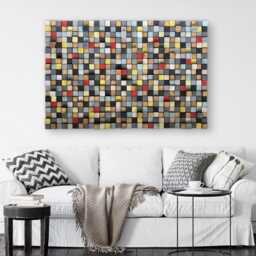 Reclaimed Wood Mosaic Wall Art - Geometric Sound Diffuser - thumbnail 3