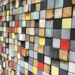 Reclaimed Wood Mosaic Wall Art - Geometric Sound Diffuser - thumbnail 2