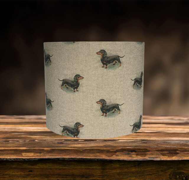 Dachshund Lampshade For Ceiling & Table Lamps, Sausage Dog Linen Drum Light Shade - image 1