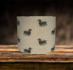 Dachshund Lampshade For Ceiling & Table Lamps, Sausage Dog Linen Drum Light Shade - thumbnail 1