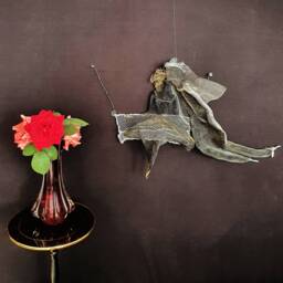 Metal Wall Art Couple On Swing Wire Mesh Sculpture 10Th Anniversary One Year 25Th 20Th - thumbnail 2